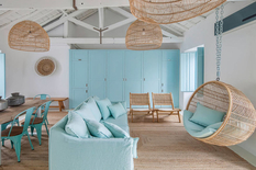 Holiday house with azure interior