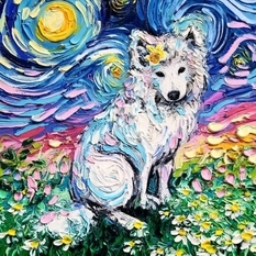 Собаки на фоне «Звездной ночи»