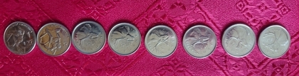 Лот из 8 монет, 25 центов Канады, 2005-2009