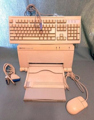 Ретро Принтер HEWLETT PACKARD Deskjet 400 + Клавиатура и Мышка