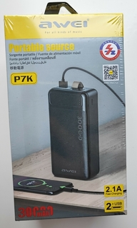 Повербанк Power bank 30000 мАч, P7K AWEI Черный
