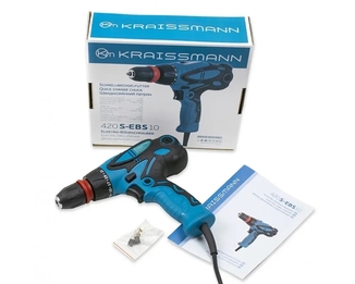 Шуруповерт мережевий 220В KRAISSMANN 420 S-EBS 10 (Двошвидкісний, DFR ПАТРОН)