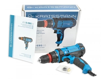 Шуруповерт акумуляторний KRAISSMANN 450 S-EBS 10 (2 швидкості, DFR ПАТРОН)