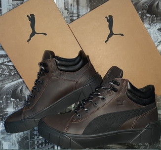 Ботинки Зимние PUMA Кожа Коричневая (40-45р)