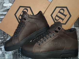 Ботинки Зимние Philipp Plein Кожа Коричневая (40-45р)