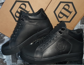 Ботинки Зимние Philipp Plein Кожа Черная (40-45р)