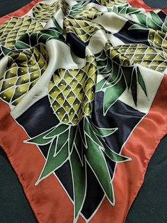 Винтаж шёлковый платок Jim Tompson, роуль, Тайланд, ананас, 84/83 см
