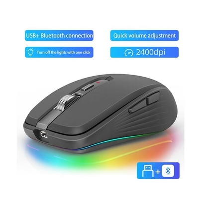  Мышка беспроводная FM FIT-3 USB+Bluetooth с RGB подсветкой на аккумуляторе