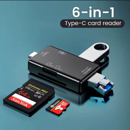 6 в 1 Кардридер XP-82 USB 3.0 Type-C OTG SD MicroUSB MicroSD TF Адаптер Картридер