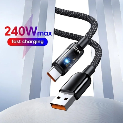 Кабель 6A USB-Type C чорний 240W 2 метр