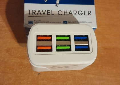 Швидкий зарядний пристрій на 6 USB 3.1А Trevel charger compatible USB power