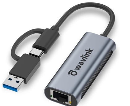 Ethernet адаптер 2-в-1 USB C - USB 3.0 WAVLINK 2.5G