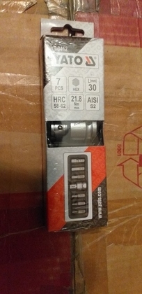 Набор шестигранников 6 штук L 30мм. с ключем 1/2"x3/8" 4мм. 5мм. 6мм. 8мм. 10мм. 12мм.