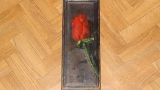Картина =роза=написана  на доске