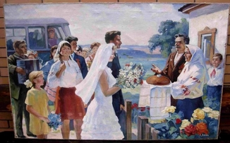 Большая картина  &quot; Сельская  свадьба &quot;