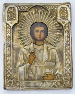 Икона св. Пантелеймона в окладе
