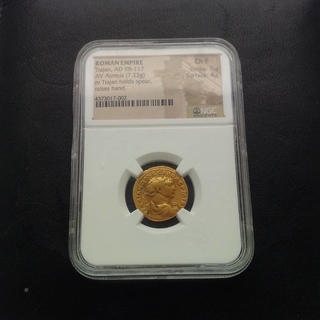 Ауреус Траяна 98-117 гг 7,23 грамма золота в слабе NGC