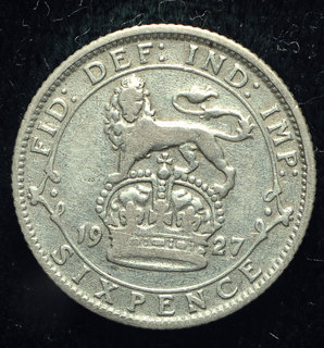 Великобритания 6 пенсов 1927 серебро