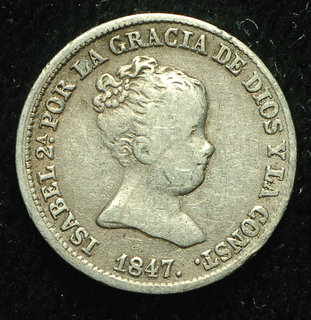 Испания 1 реал 1847 серебро