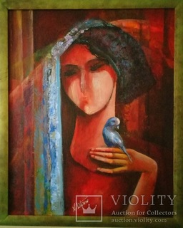 Картина &quot;Девушка с попугаем&quot; Н.Литвин