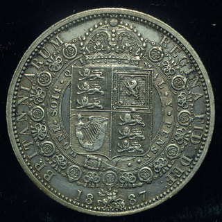 Великобритания 1-2 кроны 1887 аUnc серебро