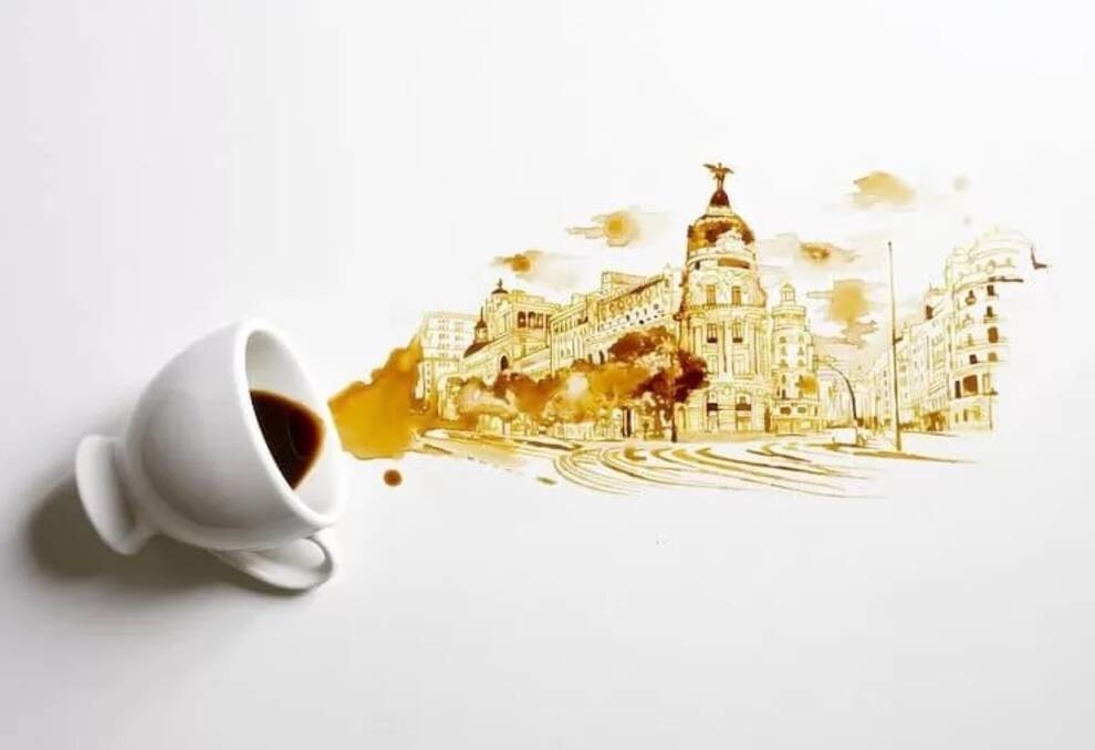How about a cup of coffee? An Italian woman creates original paintings from the remains of a drink