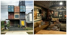 Shipping containers turned into a three-story mansion