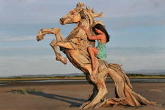 Zmysłowe rzeźby z drewna dryfującego autorstwa Gefro Witto